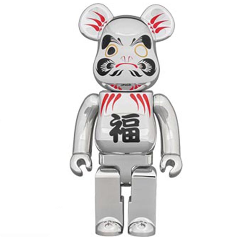 Статуэтка Bearbrick Daruma Silver Серебряный Черный Красный Статуэтка Bearbrick Daruma Silver Серебряный Черный Красный в Липецке | Loft Concept