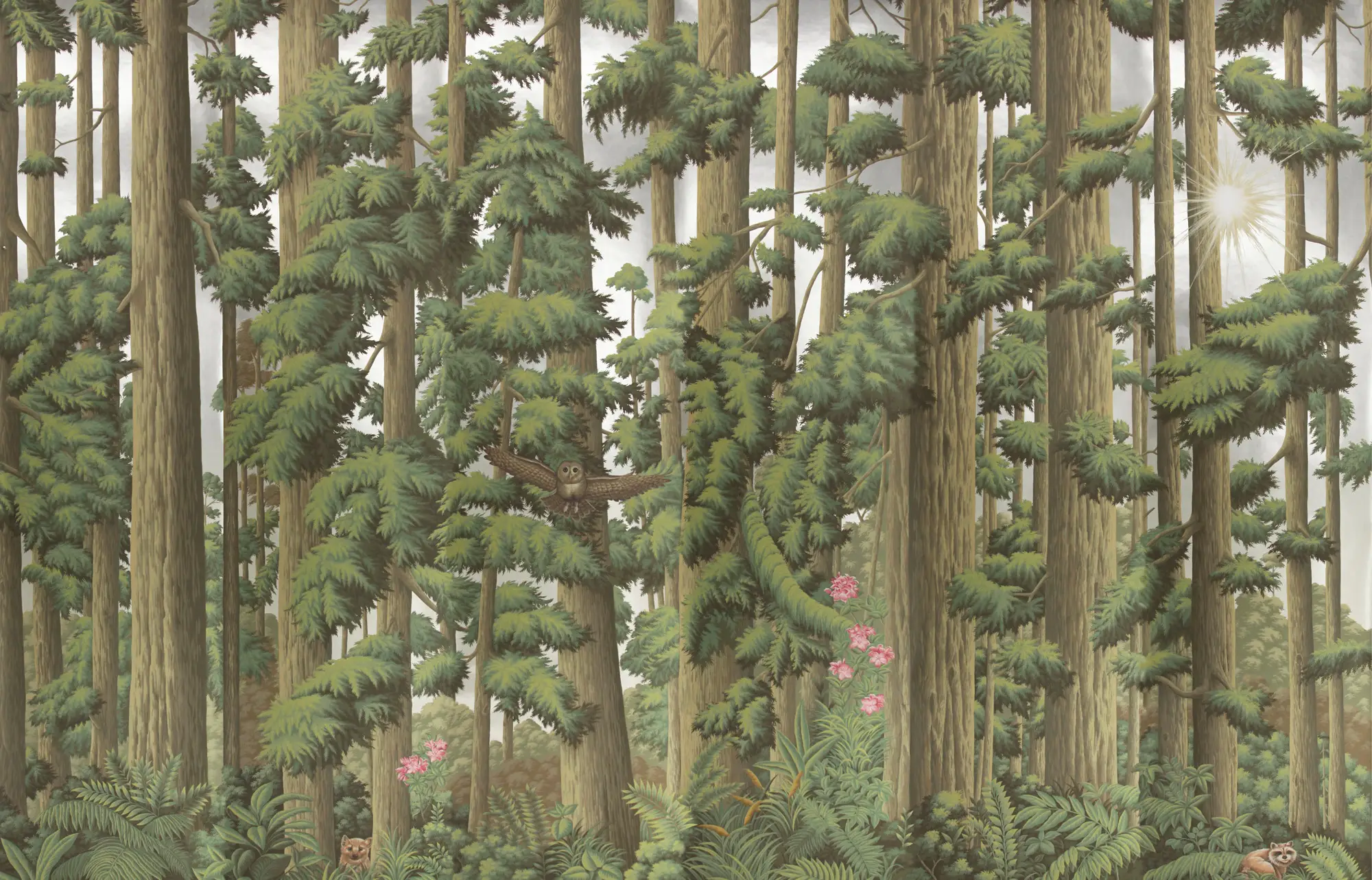 Обои ручная роспись Redwoods Sequoia on Sterling Silver gilded paper Обои ручная роспись Redwoods Sequoia on Sterling Silver gilded paper - постер Loft-Concept в Липецке