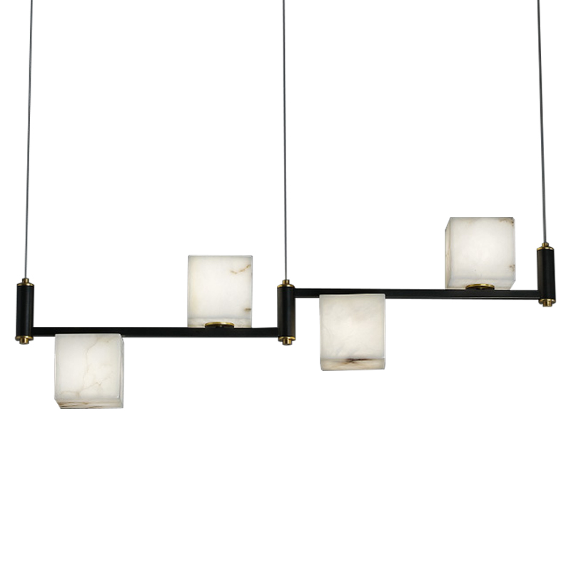 Люстра Marble Cubes Modern Light Chandelier 4 плафона Черный Белый Мрамор Bianco Латунь Люстра Marble Cubes Modern Light Chandelier 4 плафона Черный Белый Мрамор Bianco Латунь в Липецке | Loft Concept