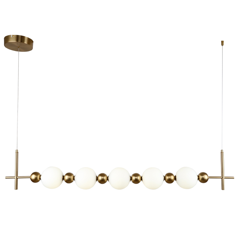 Линейная люстра PEARLS SUSPENSION Белый Латунь Линейная люстра PEARLS SUSPENSION Белый Латунь в Липецке | Loft Concept