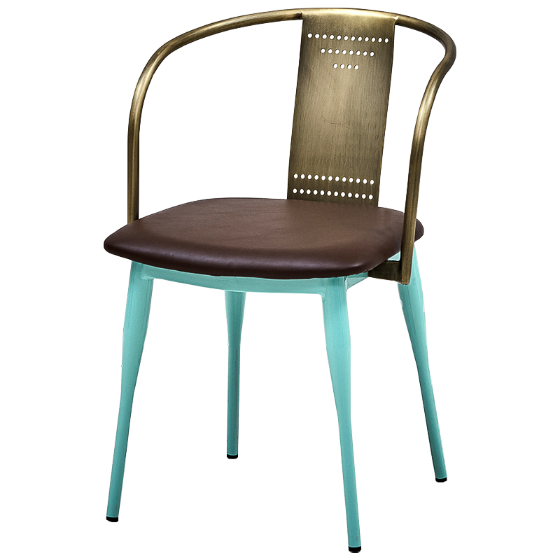 Стул Roban Loft Stool Бирюзовый Бронза Коричневый Стул Roban Loft Stool Бирюзовый Бронза Коричневый в Липецке | Loft Concept