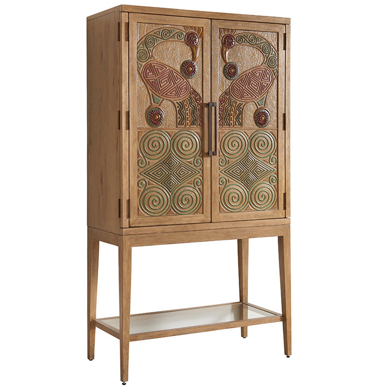 Шкаф CAMEROON BAR CABINET Коричневый Зеленый Красный Прозрачный в Липецке | Loft Concept 