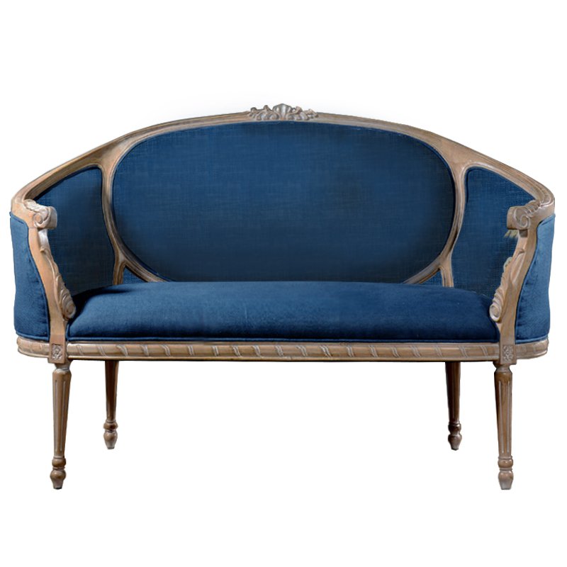 Диван Berjer 2 seat Bench Sofa Синий Дерево Акация Диван Berjer 2 seat Bench Sofa Синий Дерево Акация в Липецке | Loft Concept
