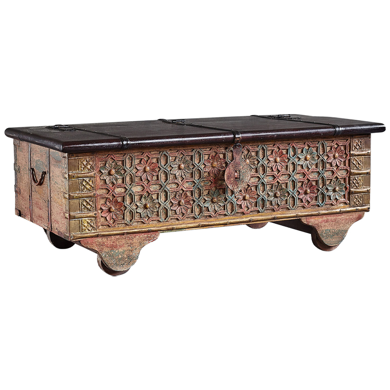 Сундук резной Chandra Carved Antique Chest Коричневый винтаж Зеленый шалфей Латунь Сундук резной Chandra Carved Antique Chest Коричневый винтаж Зеленый шалфей Латунь в Липецке | Loft Concept