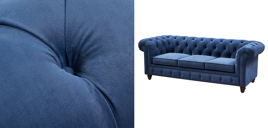 Диван Mini Kensington Sofa triple blue velor Диван Mini Kensington Sofa triple blue velor - Loft-Concept в Липецке