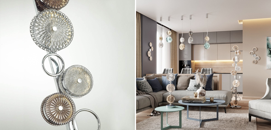 Торшер с рельефным стеклом Glass Peonies Торшер с рельефным стеклом Glass Peonies - Loft-Concept в Липецке