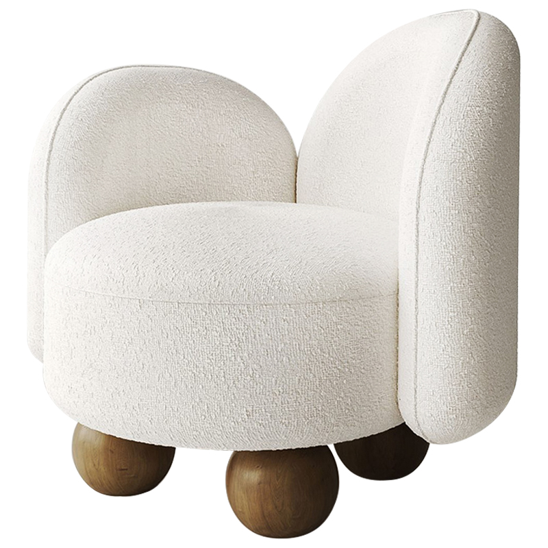 Кресло White Wooden Balls Белый Коричневый Кресло White Wooden Balls Белый Коричневый в Липецке | Loft Concept