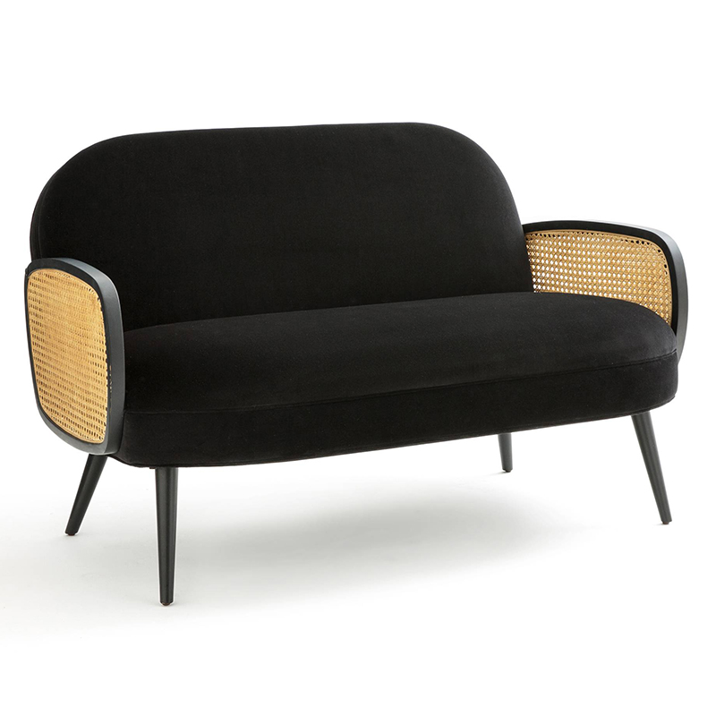 Диван Morten Wicker Black Sofa Черный Черный Диван Morten Wicker Black Sofa Черный Черный в Липецке | Loft Concept
