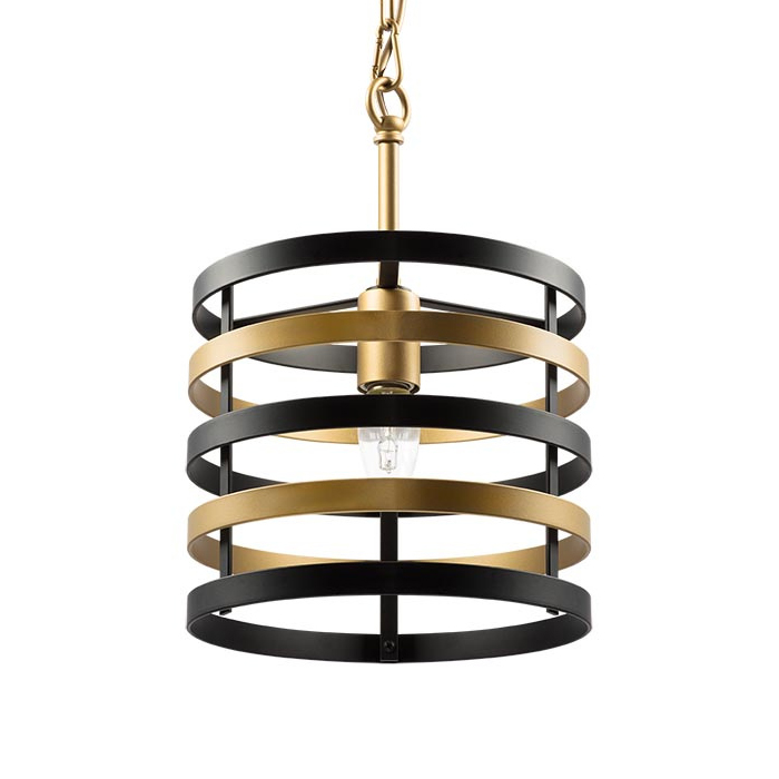 Подвесной светильник Gold Stripes Chandelier Черный Золотой Подвесной светильник Gold Stripes Chandelier Черный Золотой в Липецке | Loft Concept