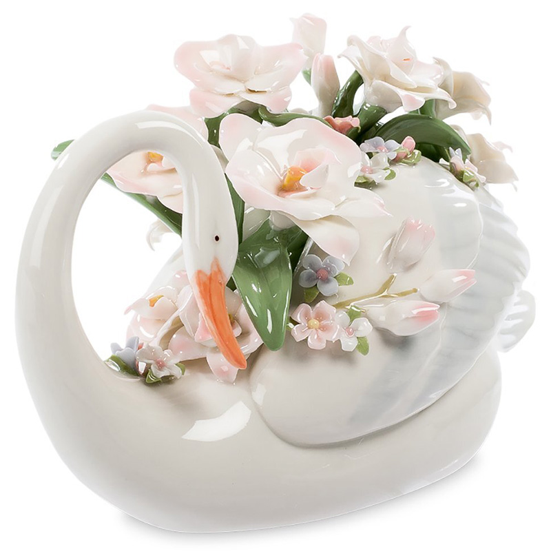 Статуэтка фарфоровая Лебедь с цветами Charming Statuette Белый Розовый Зеленый Оранжевый Статуэтка фарфоровая Лебедь с цветами Charming Statuette Белый Розовый Зеленый Оранжевый в Липецке | Loft Concept