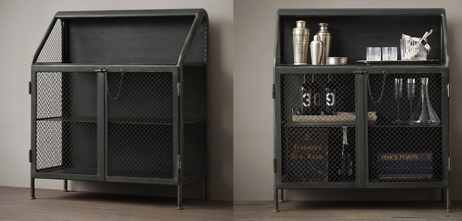 Бар металлический в стиле Лофт Vintage French Factory Bar Cart Бар металлический в стиле Лофт Vintage French Factory Bar Cart - Loft-Concept в Липецке