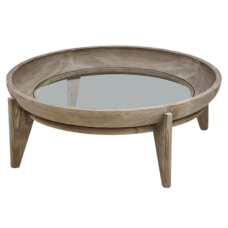 Круглый кофейный стол Imran Round Coffee Table Древесина Прозрачное Стекло Круглый кофейный стол Imran Round Coffee Table Древесина Прозрачное Стекло в Липецке | Loft Concept