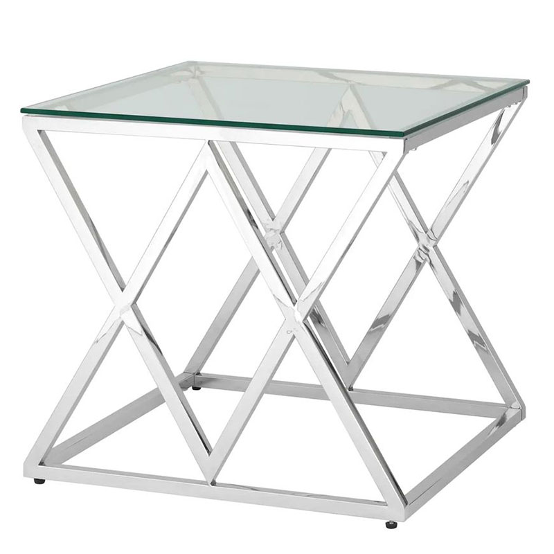 Стол приставной Geometry Rhombus Silver Серебряный Прозрачное Стекло в Липецке | Loft Concept 