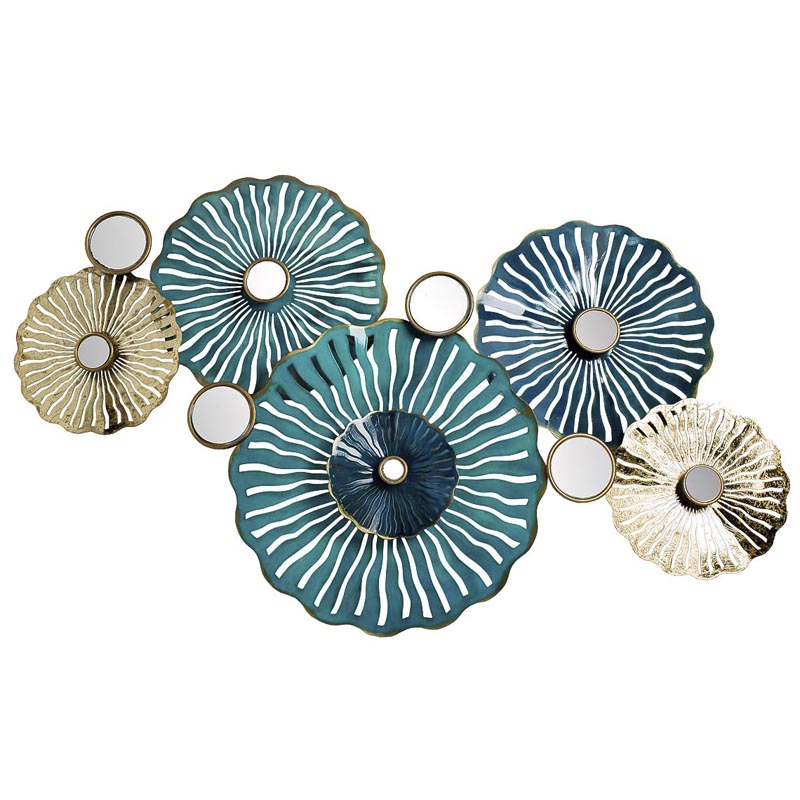 Арт-объект Flower Disk with Mirrored Middle Золотой Синий Арт-объект Flower Disk with Mirrored Middle Золотой Синий в Липецке | Loft Concept