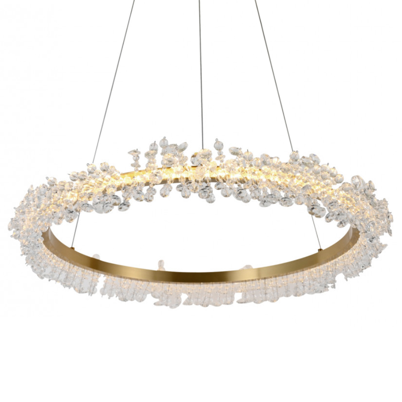 Crystal round chandelier Светильник Кольцо из Хрусталя Прозрачный Латунь Crystal round chandelier Светильник Кольцо из Хрусталя Прозрачный Латунь в Липецке | Loft Concept