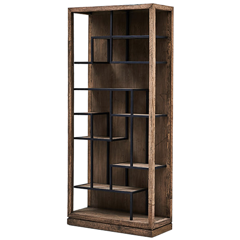 Стеллаж деревянный в стиле Лофт Geometric Loft Rack Черный Коричневый Стеллаж деревянный в стиле Лофт Geometric Loft Rack Черный Коричневый в Липецке | Loft Concept