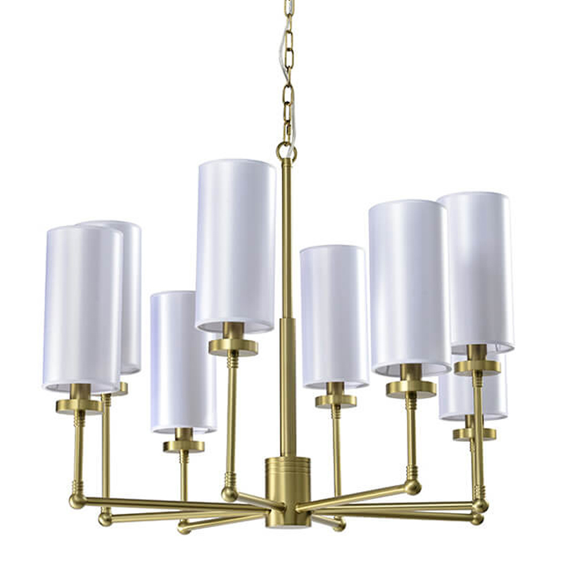 Люстра Fabric Lampshade Brass 8 Белый Матовая латунь Люстра Fabric Lampshade Brass 8 Белый Матовая латунь в Липецке | Loft Concept