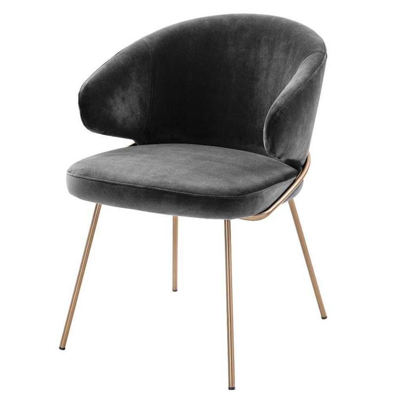 Стул Eichholtz Dining Chair Kinley dark grey Серый Латунь Стул Eichholtz Dining Chair Kinley dark grey Серый Латунь в Липецке | Loft Concept