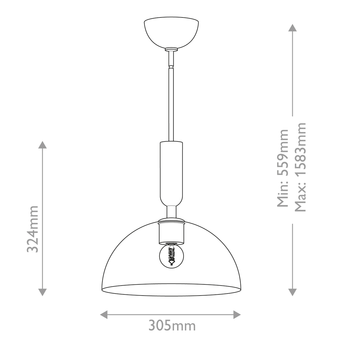 Подвесной светильник с прозрачным полусферическим стеклянным плафоном Alora Mood  в Липецке