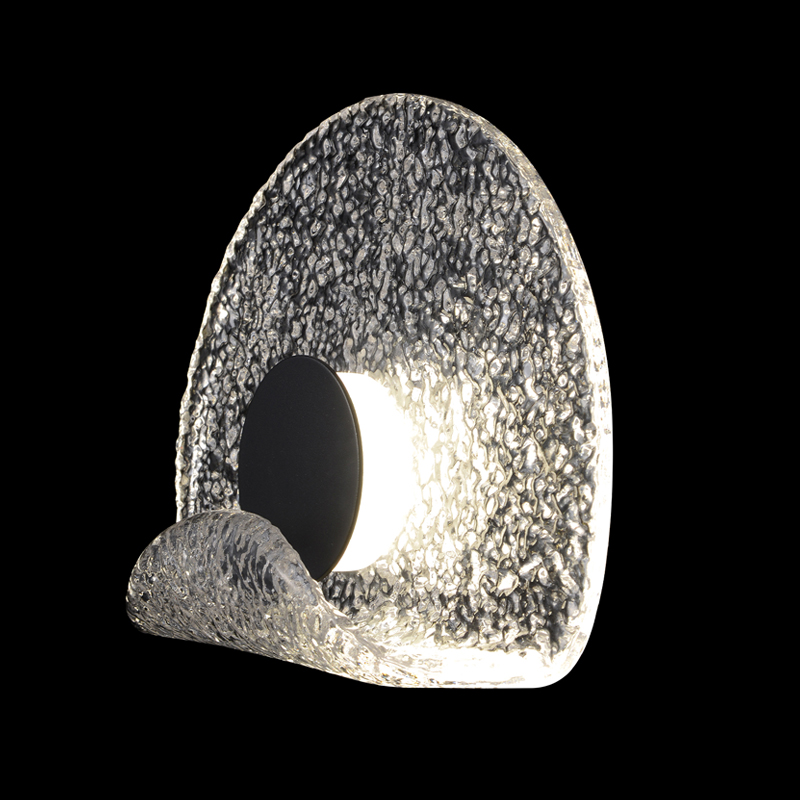 Бра из текстурированного прозрачного стекла с изогнутым краем Textured Glass  Черный Прозрачное Стекло в Липецке | Loft Concept 