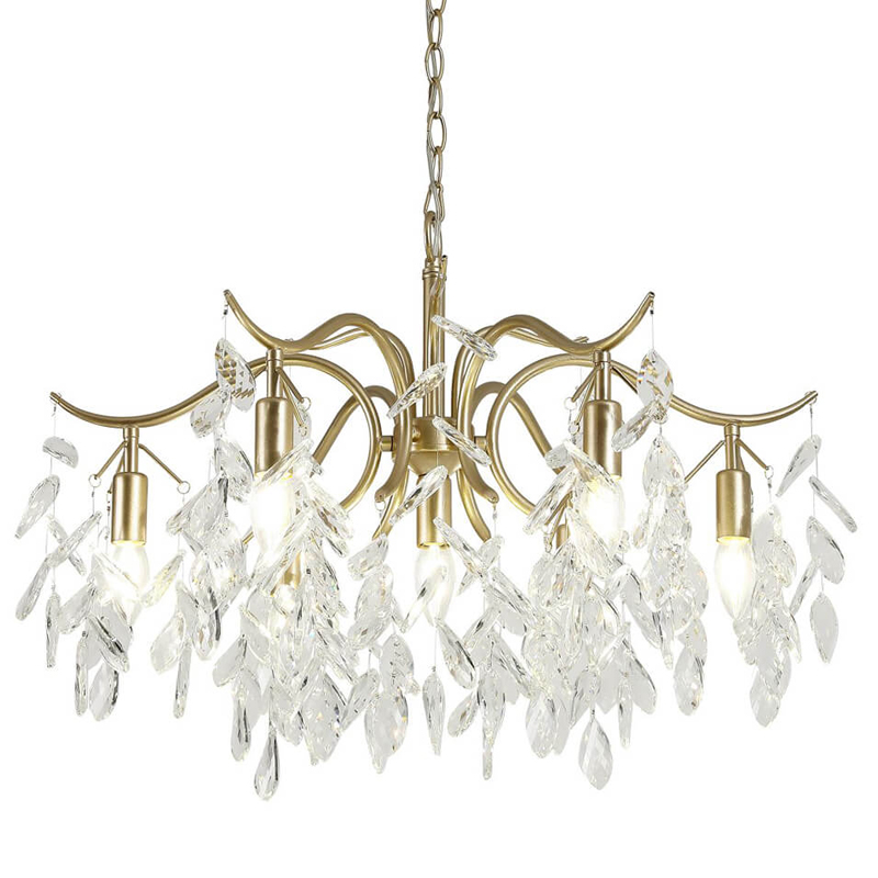Люстра Hanging Crystal Leaves Chandelier 71 матовое золото Прозрачный (Transparent) Люстра Hanging Crystal Leaves Chandelier 71 матовое золото Прозрачный (Transparent) в Липецке | Loft Concept