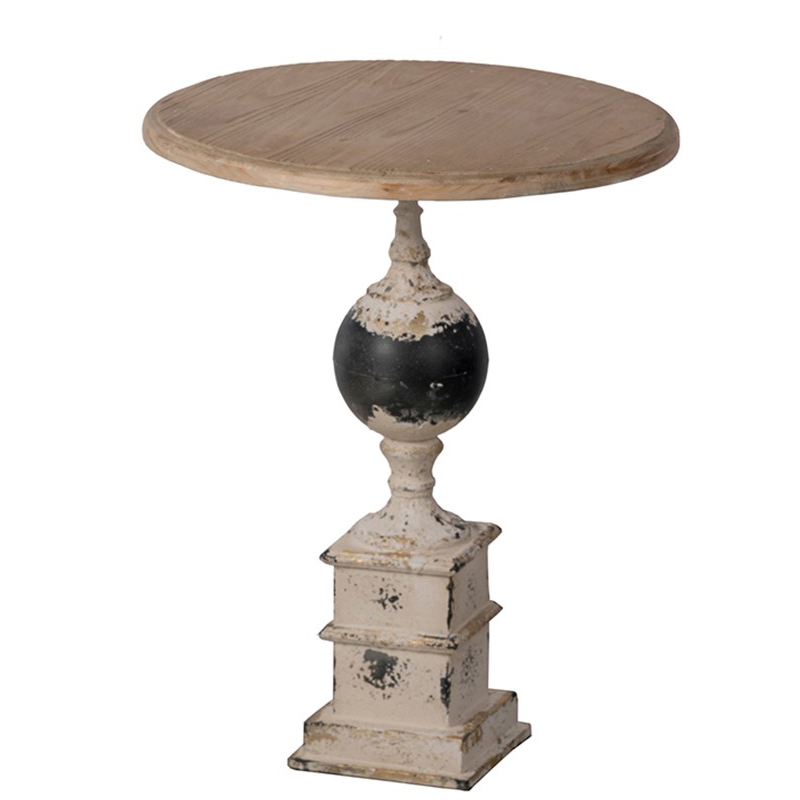 Приставной стол Pedestal Table Черный Белый винтажная патина Древесина Приставной стол Pedestal Table Черный Белый винтажная патина Древесина в Липецке | Loft Concept