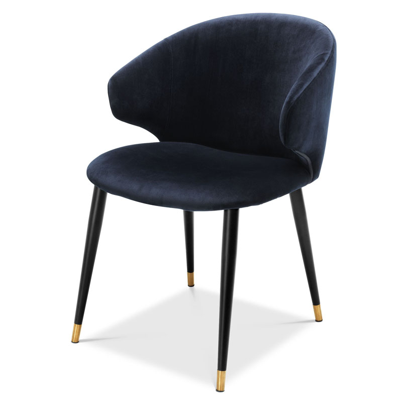 Стул Eichholtz DINING CHAIR VOLANTE blue Темно-синий Черный Золотой Стул Eichholtz DINING CHAIR VOLANTE blue Темно-синий Черный Золотой в Липецке | Loft Concept
