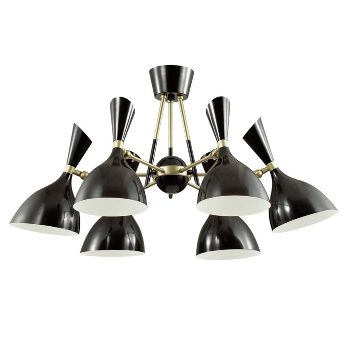 Потолочный светильник Duke Chandelier 6 black Черный матовое золото Потолочный светильник Duke Chandelier 6 black Черный матовое золото в Липецке | Loft Concept