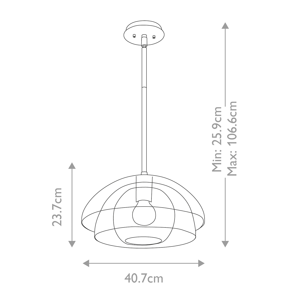 Подвесной светильник с прозрачным двойным стеклянным плафоном в форме купола и внутренней сферой Hinkley в Липецке