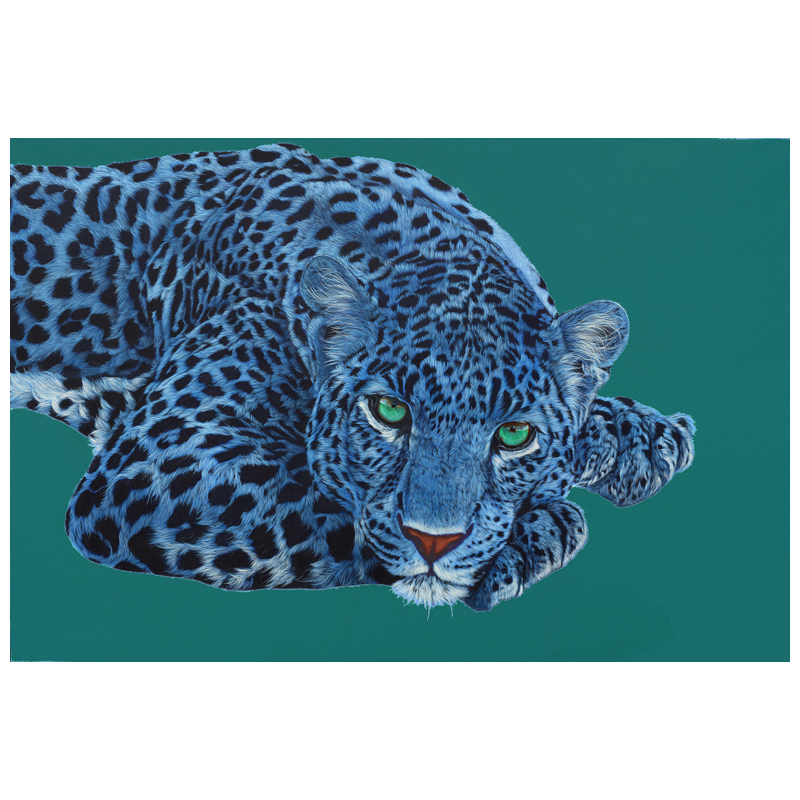 Картина Blue Leopard Белый Голубой Бирюзовый Картина Blue Leopard Белый Голубой Бирюзовый в Липецке | Loft Concept