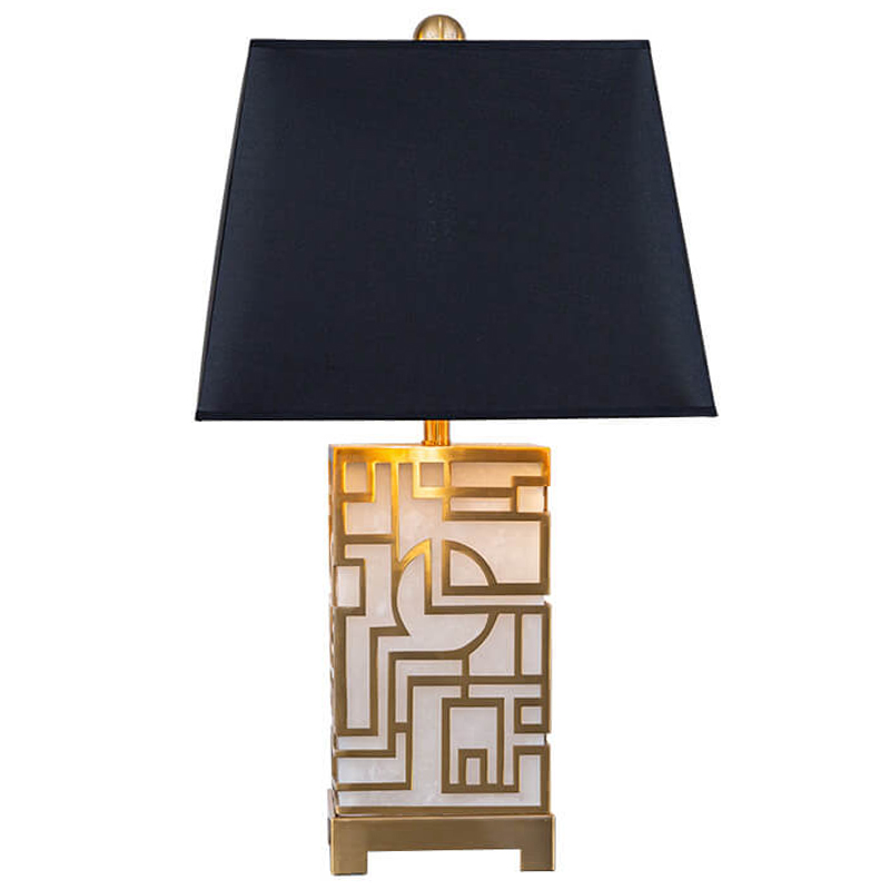 Настольная лампа с абажуром Aniqa Table Lamp Черный Золотой Белый Настольная лампа с абажуром Aniqa Table Lamp Черный Золотой Белый в Липецке | Loft Concept