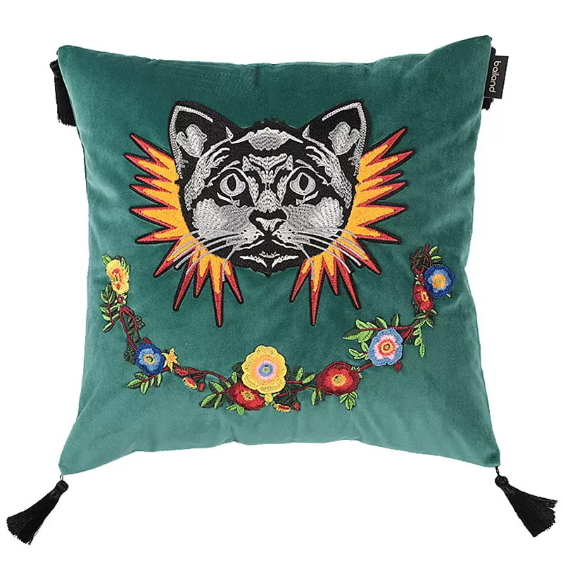Декоративная подушка с вышивкой Стиль Gucci Cat Cushion  в Липецке | Loft Concept 