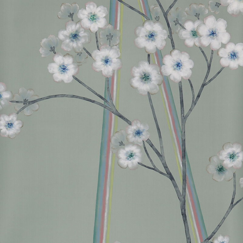 Обои ручная роспись Anemones in Light Daybreak on Blue Grey dyed silk Обои ручная роспись Anemones in Light Daybreak on Blue Grey dyed silk в Липецке | Loft Concept