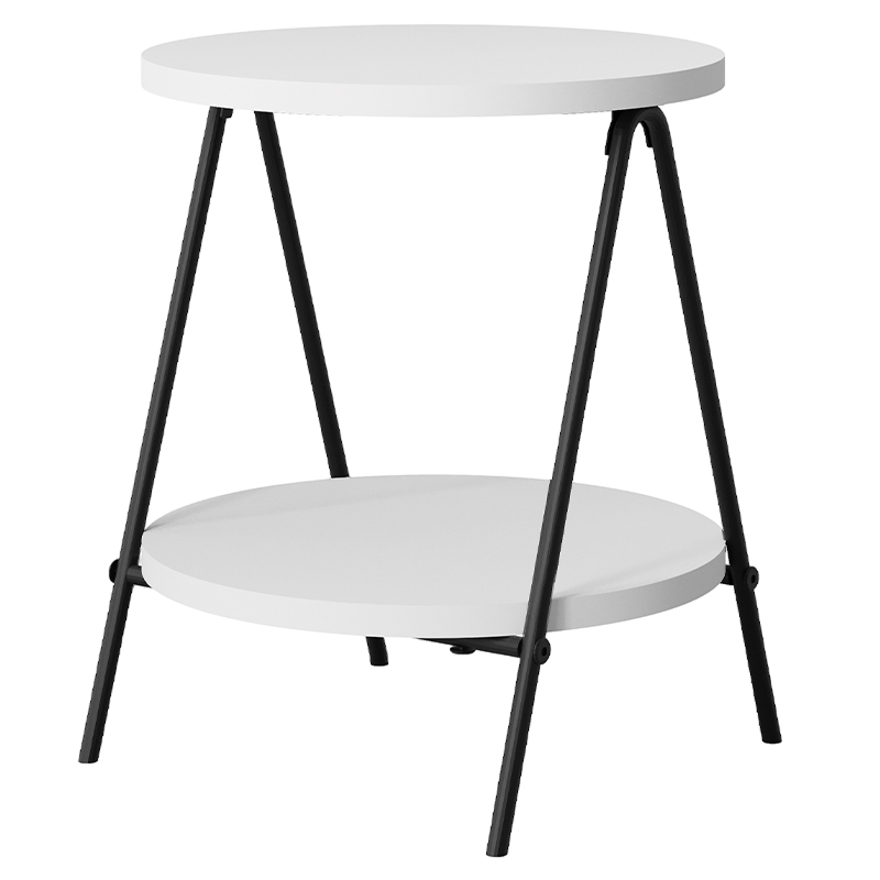 Стол приставной с 2-мя круглыми белыми столешницами ESSEL SIDE TABLE WHITE Белый Черный Стол приставной с 2-мя круглыми белыми столешницами ESSEL SIDE TABLE WHITE Белый Черный в Липецке | Loft Concept