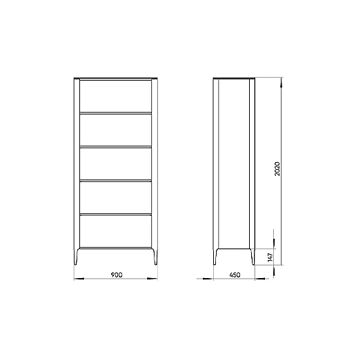 Стеллаж прямой серый с открытыми полками Type  в Липецке