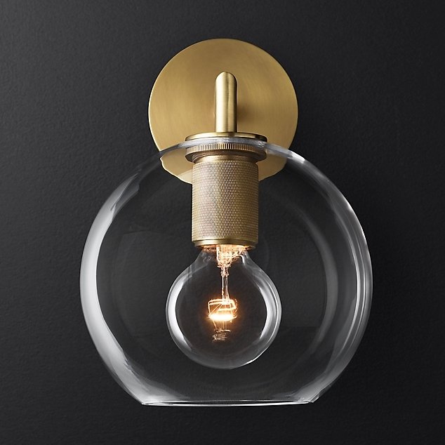 Бра RH Utilitaire Globe Shade Single Sconce Brass Латунь Прозрачное Стекло Бра RH Utilitaire Globe Shade Single Sconce Brass Латунь Прозрачное Стекло в Липецке | Loft Concept