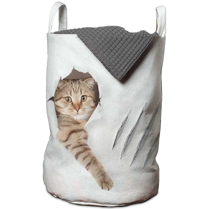 Корзина Hello Cat Basket Белый Бежево-серый Корзина Hello Cat Basket Белый Бежево-серый в Липецке | Loft Concept