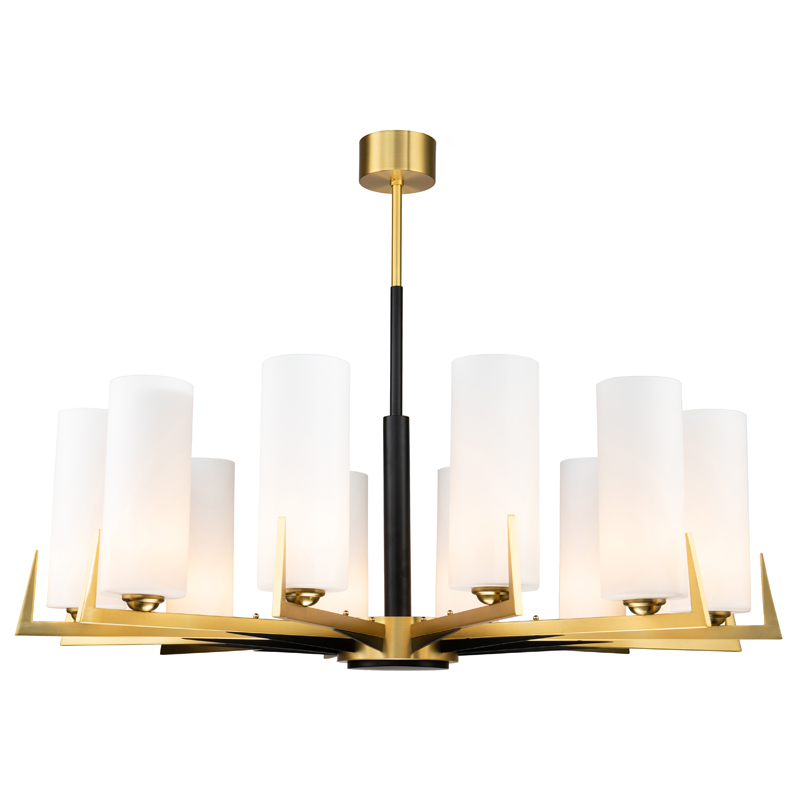 Люстра Benoit Chandelier 110 Латунь Белое матовое стекло Черный Люстра Benoit Chandelier 110 Латунь Белое матовое стекло Черный в Липецке | Loft Concept