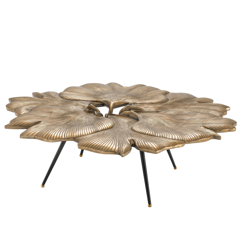 Кофейный стол Eichholtz Coffee Table Ginkgo Латунь Античная полированная Черный Кофейный стол Eichholtz Coffee Table Ginkgo Латунь Античная полированная Черный в Липецке | Loft Concept