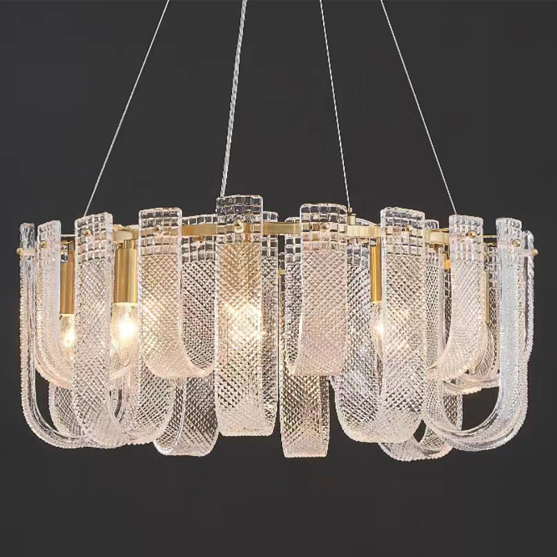 Люстра Prudence Textured Glass Chandelier Золотой Прозрачное Стекло Люстра Prudence Textured Glass Chandelier Золотой Прозрачное Стекло в Липецке | Loft Concept