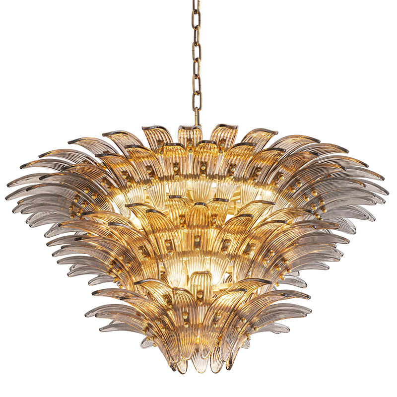 Люстра Eichholtz Chandelier Italo Латунь Стекло Смок Люстра Eichholtz Chandelier Italo Латунь Стекло Смок в Липецке | Loft Concept