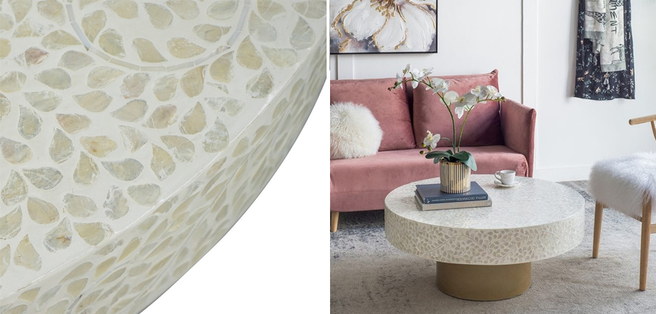 Стол Кофейный Bone Inlay с мозаичным рисунком из раковин устриц Стол Кофейный Bone Inlay с мозаичным рисунком из раковин устриц - Loft-Concept в Липецке