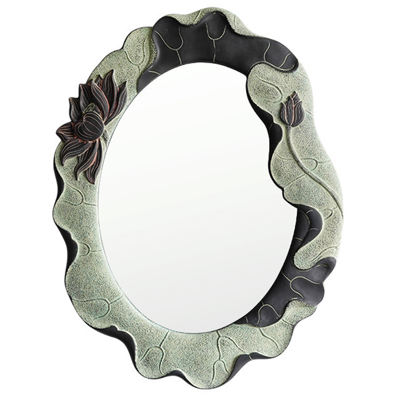 Зеркало Mirror Lotus Flowers oval Графит Зеленый шалфей Зеркало Mirror Lotus Flowers oval Графит Зеленый шалфей в Липецке | Loft Concept