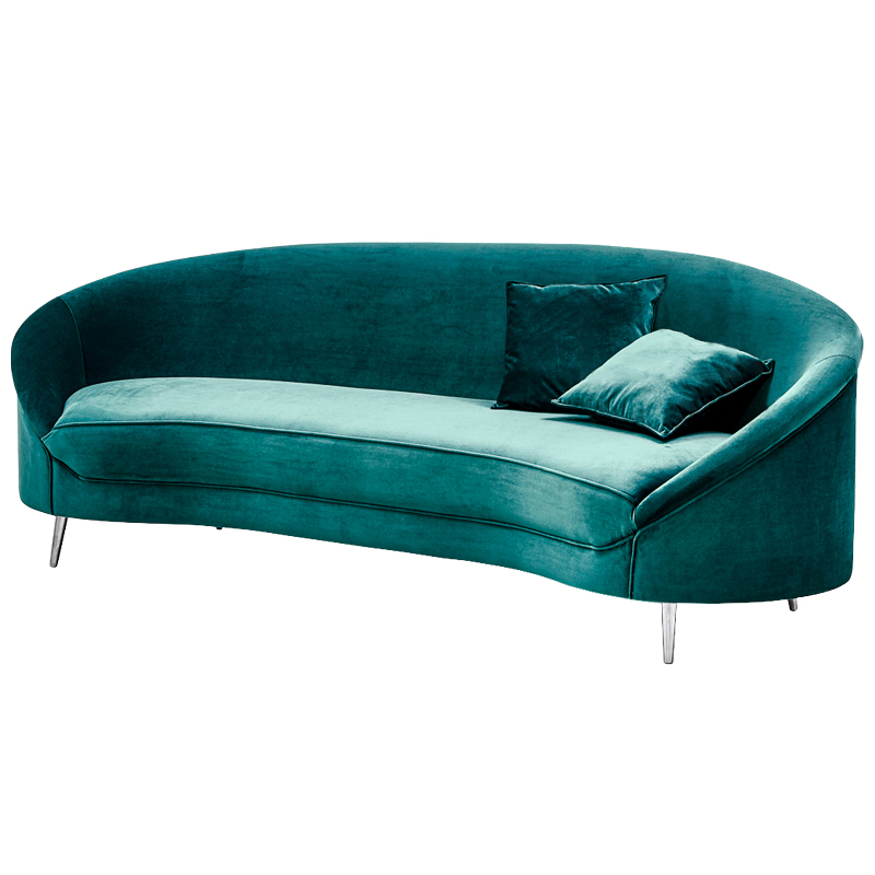 Диван Paulet Sofa Изумрудный велюр Бирюзовый Хром Диван Paulet Sofa Изумрудный велюр Бирюзовый Хром в Липецке | Loft Concept