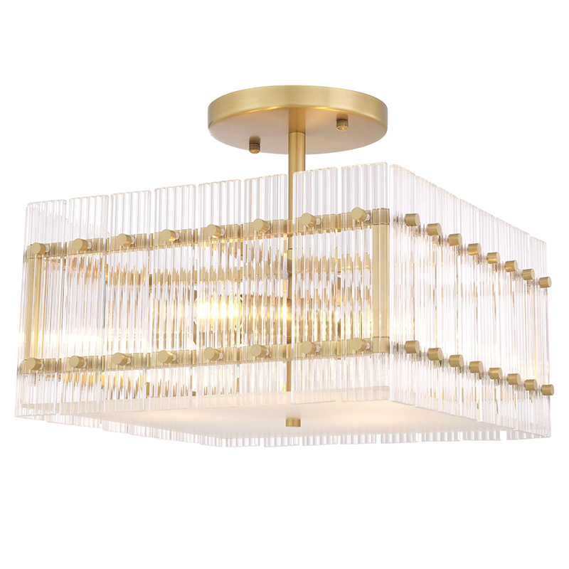Потолочный светильник Eichholtz Ceiling Lamp Ruby Square Прозрачное Стекло Латунь Потолочный светильник Eichholtz Ceiling Lamp Ruby Square Прозрачное Стекло Латунь в Липецке | Loft Concept