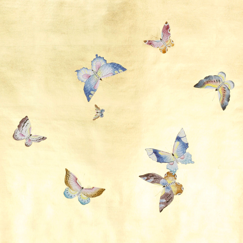 Обои ручная роспись Butterflies Special Colourway on Deep Rich Gold gilded paper Обои ручная роспись Butterflies Special Colourway on Deep Rich Gold gilded paper в Липецке | Loft Concept