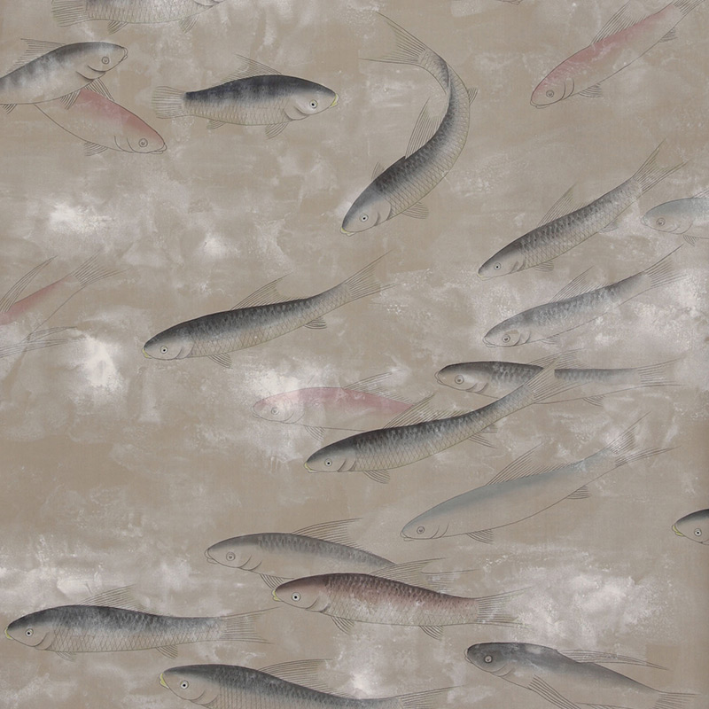 Обои ручная роспись Fishes Blue Pearl on Lead Grey dyed silk with antiquing Обои ручная роспись Fishes Blue Pearl on Lead Grey dyed silk with antiquing в Липецке | Loft Concept