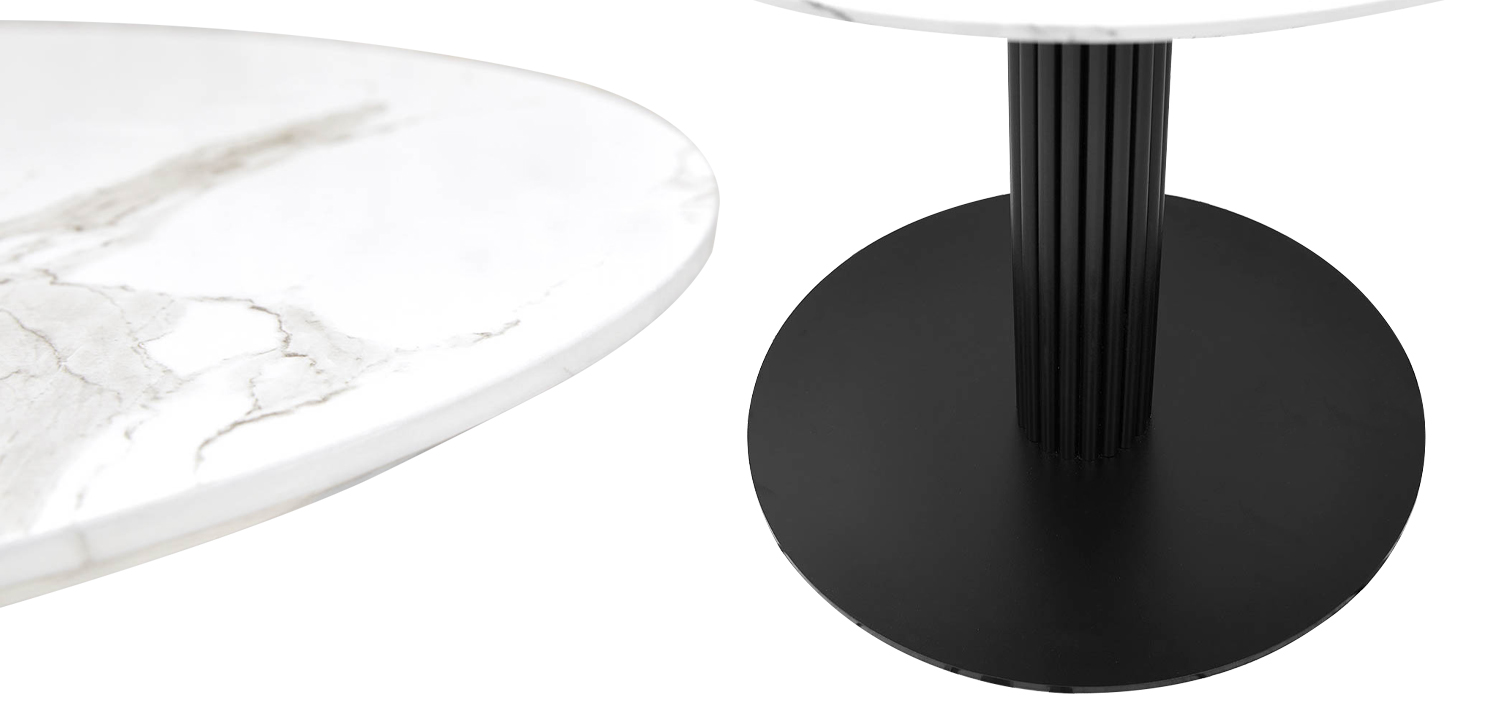 Круглый обеденный стол Blanca Marble Dinner Table столешница с рисунком под мрамор - фото