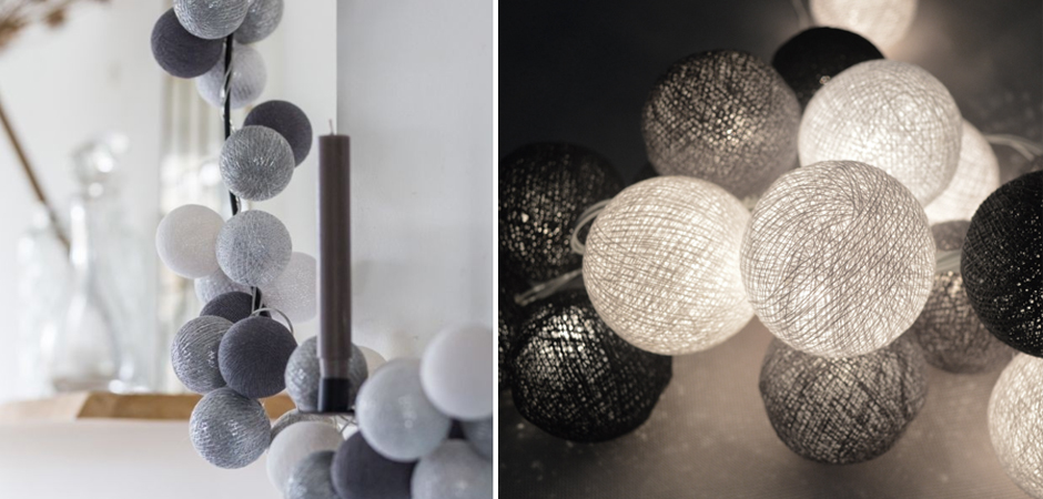 Гирлянда хлопковые фонарики Сotton Ball Silver Mix - Loft-Concept в Липецке