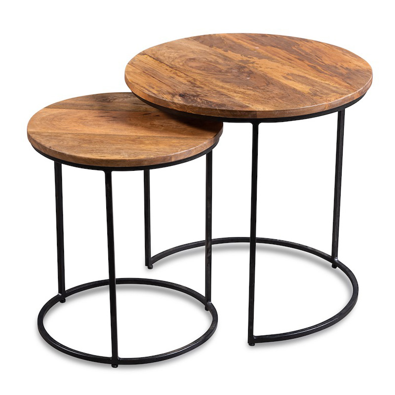 Комплект приставных столов Stafford Table lighter Черный Коричневый Комплект приставных столов Stafford Table lighter Черный Коричневый в Липецке | Loft Concept